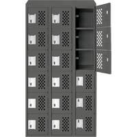 Assembled Lockerettes Clean Line Perforated Economy Lockers, 6 -tier, Bank of 3, 18" x 72" x 12", Steel Groupe Belzile Dickner
