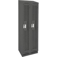 Clean Line Lockers, Bank of 2, 24" x 18" x 82", Steel, Charcoal, Rivet (Assembled), Perforated Groupe Belzile Dickner