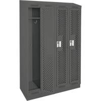 Clean Line Lockers, Bank of 4, 48" x 18" x 82", Steel, Charcoal, Rivet (Assembled), Perforated Groupe Belzile Dickner