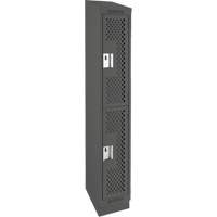 Clean Line Lockers, 2 -tier, 12" x 15" x 82", Steel, Charcoal, Rivet (Assembled), Perforated Groupe Belzile Dickner