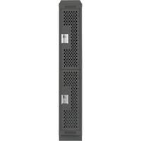 Clean Line Lockers, 2 -tier, 12" x 15" x 82", Steel, Charcoal, Rivet (Assembled), Perforated Groupe Belzile Dickner