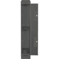 Clean Line Lockers, 2 -tier, 12" x 15" x 82", Steel, Charcoal, Rivet (Assembled), Perforated Groupe Belzile Dickner
