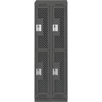 Casiers Clean Line, 2 niveaux, Bloc de 2, 24" x 12" x 82", Acier, Charbon, Rivet (assembl&eacute;), Perfor&eacute; Groupe Belzile Dickner