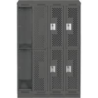 Clean Line Lockers, 2 -tier, Bank of 4, 48" x 15" x 82", Steel, Charcoal, Rivet (Assembled), Perforated Groupe Belzile Dickner