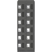 Clean-Line Perforated Lockerette, 6 -tier, Bank of 2, 15" x 72" x 12", Steel Groupe Belzile Dickner