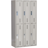 Concorde Heavy-Duty Lockers, 2 -tier, Bank of 3, 36" x 18" x 72", Steel, Grey, Welded (Assembled) Groupe Belzile Dickner