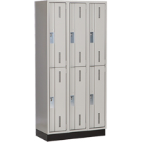 Concorde Heavy-Duty Lockers, 2 -tier, Bank of 3, 36" x 18" x 76", Steel, Grey, Welded (Assembled) Groupe Belzile Dickner