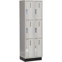 Concorde Heavy-Duty Lockers, 3 -tier, Bank of 2, 24" x 18" x 76", Steel, Grey, Welded (Assembled) Groupe Belzile Dickner