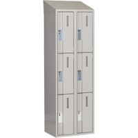 Concorde Heavy-Duty Lockers, 3 -tier, Bank of 2, 24" x 18" x 78", Steel, Grey, Welded (Assembled) Groupe Belzile Dickner