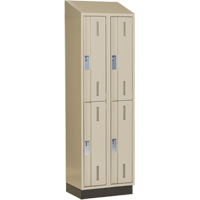 Concorde Heavy-Duty Lockers, 2 -tier, Bank of 2, 24" x 18" x 82", Steel, Beige, Welded (Assembled) Groupe Belzile Dickner