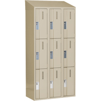 Concorde Heavy-Duty Lockers, 3 -tier, Bank of 3, 36" x 18" x 78", Steel, Beige, Welded (Assembled) Groupe Belzile Dickner