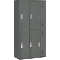 Concorde Heavy-Duty Lockers, 2 -tier, Bank of 3, 36" x 18" x 72", Steel, Charcoal, Welded (Assembled) Groupe Belzile Dickner