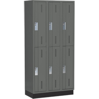 Concorde Heavy-Duty Lockers, 2 -tier, Bank of 3, 36" x 18" x 76", Steel, Charcoal, Welded (Assembled) Groupe Belzile Dickner
