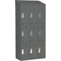 Concorde Heavy-Duty Lockers, 3 -tier, Bank of 3, 36" x 18" x 78", Steel, Charcoal, Welded (Assembled) Groupe Belzile Dickner