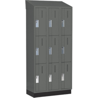 Concorde Heavy-Duty Lockers, 3 -tier, Bank of 3, 36" x 18" x 82", Steel, Charcoal, Welded (Assembled) Groupe Belzile Dickner