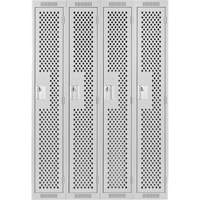 Clean Line Lockers, Bank of 4, 48" x 12" x 72", Steel, Grey, Rivet (Assembled), Perforated Groupe Belzile Dickner