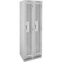 Clean Line Lockers, Bank of 2, 24" x 15" x 76", Steel, Grey, Rivet (Assembled), Perforated Groupe Belzile Dickner