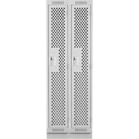 Clean Line Lockers, Bank of 2, 24" x 15" x 76", Steel, Grey, Rivet (Assembled), Perforated Groupe Belzile Dickner