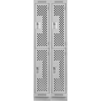 Casiers Clean Line, 2 niveaux, Bloc de 2, 24" x 18" x 76", Acier, Gris, Rivet (assembl&eacute;), Perfor&eacute; Groupe Belzile Dickner