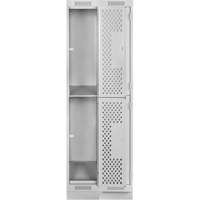 Casiers Clean Line, 2 niveaux, Bloc de 2, 24" x 18" x 76", Acier, Gris, Rivet (assembl&eacute;), Perfor&eacute; Groupe Belzile Dickner