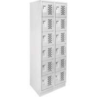 Assembled Lockerettes Clean Line Perforated Economy Lockers, 6 -tier, Bank of 2, 18" x 72" x 12", Steel Groupe Belzile Dickner