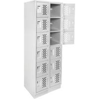 Assembled Lockerettes Clean Line Perforated Economy Lockers, 6 -tier, Bank of 2, 18" x 72" x 12", Steel Groupe Belzile Dickner