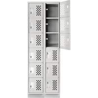 Assembled Lockerettes Clean Line Perforated Economy Lockers, 6 -tier, Bank of 2, 18" x 72" x 12", Steel Groupe Belzile Dickner
