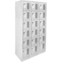 Assembled Lockerettes Clean Line Perforated Economy Lockers, 6 -tier, Bank of 3, 18" x 72" x 12", Steel Groupe Belzile Dickner