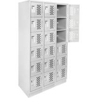 Assembled Lockerettes Clean Line Perforated Economy Lockers, 6 -tier, Bank of 3, 18" x 72" x 12", Steel Groupe Belzile Dickner