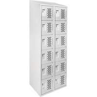 Assembled Lockerettes Clean Line Perforated Economy Lockers, 6 -tier, Bank of 2, 18" x 72" x 12", Steel Groupe Belzile Dickner