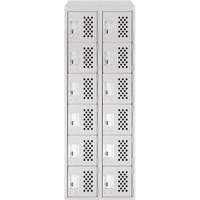 Assembled Lockerettes Clean Line Perforated Economy Lockers, 6 -tier, Bank of 2, 18" x 72" x 12", Steel Groupe Belzile Dickner