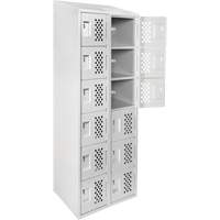 Assembled Lockerettes Clean Line Perforated Economy Lockers, 6 -tier, Bank of 2, 18" x 72" x 12", Steel Groupe Belzile Dickner