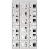 Assembled Lockerettes Clean Line Perforated Economy Lockers, 6 -tier, Bank of 3, 18" x 72" x 12", Steel Groupe Belzile Dickner