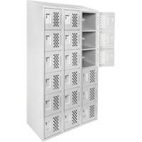 Assembled Lockerettes Clean Line Perforated Economy Lockers, 6 -tier, Bank of 3, 18" x 72" x 12", Steel Groupe Belzile Dickner