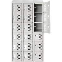 Assembled Lockerettes Clean Line Perforated Economy Lockers, 6 -tier, Bank of 3, 18" x 72" x 12", Steel Groupe Belzile Dickner