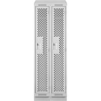 Clean Line Lockers, Bank of 2, 24" x 18" x 82", Steel, Grey, Rivet (Assembled), Perforated Groupe Belzile Dickner