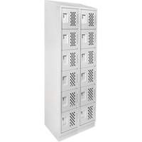 Clean-Line Perforated Lockerette, 6 -tier, Bank of 2, 15" x 72" x 12", Steel Groupe Belzile Dickner