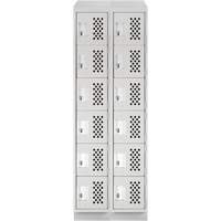 Clean-Line Perforated Lockerette, 6 -tier, Bank of 2, 15" x 72" x 12", Steel Groupe Belzile Dickner
