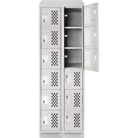 Clean-Line Perforated Lockerette, 6 -tier, Bank of 2, 15" x 72" x 12", Steel Groupe Belzile Dickner