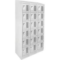 Clean-Line Perforated Lockerette, 6 -tier, Bank of 3, 12" x 72" x 12", Steel Groupe Belzile Dickner