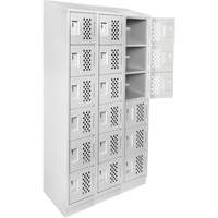 Clean-Line Perforated Lockerette, 6 -tier, Bank of 3, 12" x 72" x 12", Steel Groupe Belzile Dickner