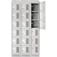 Clean-Line Perforated Lockerette, 6 -tier, Bank of 3, 12" x 72" x 12", Steel Groupe Belzile Dickner