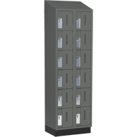 Concorde Heavy-Duty Lockers, 6 -tier, Bank of 2, 24" x 18" x 82", Steel, Charcoal, Welded (Assembled) Groupe Belzile Dickner