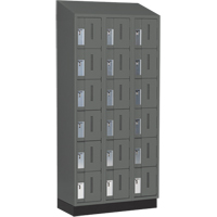 Concorde Heavy-Duty Lockers, 6 -tier, Bank of 3, 36" x 18" x 82", Steel, Charcoal, Welded (Assembled) Groupe Belzile Dickner