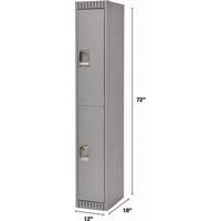 Lockers, 2 -tier, 12" x 18" x 72", Steel, Grey, Knocked Down Groupe Belzile Dickner