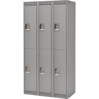 Lockers, 2 -tier, Bank of 3, 36" x 18" x 72", Steel, Grey, Knocked Down Groupe Belzile Dickner