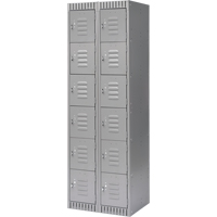 Lockers, 6 -tier, Bank of 2, 24" x 18" x 72", Steel, Grey, Knocked Down Groupe Belzile Dickner