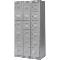 Lockers, 6 -tier, Bank of 3, 36" x 18" x 72", Steel, Grey, Knocked Down Groupe Belzile Dickner