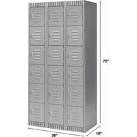 Lockers, 6 -tier, Bank of 3, 36" x 18" x 72", Steel, Grey, Knocked Down Groupe Belzile Dickner