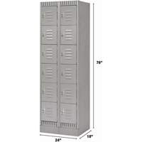 Lockers, 6 -tier, Bank of 2, 24" x 18" x 76", Steel, Grey, Knocked Down Groupe Belzile Dickner